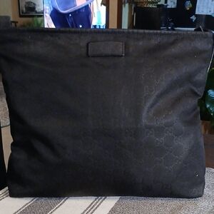 Authentic Gucci GG Nylon Leather Black Crossbody Bag